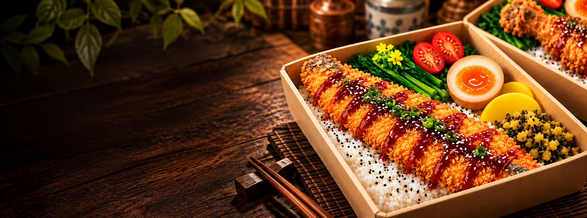 Crispy sauced cutlet bento box from Great Taipei