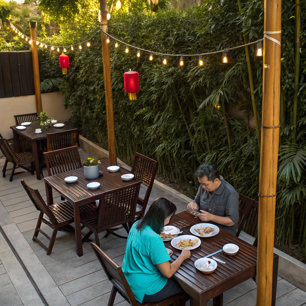 Couple dining together