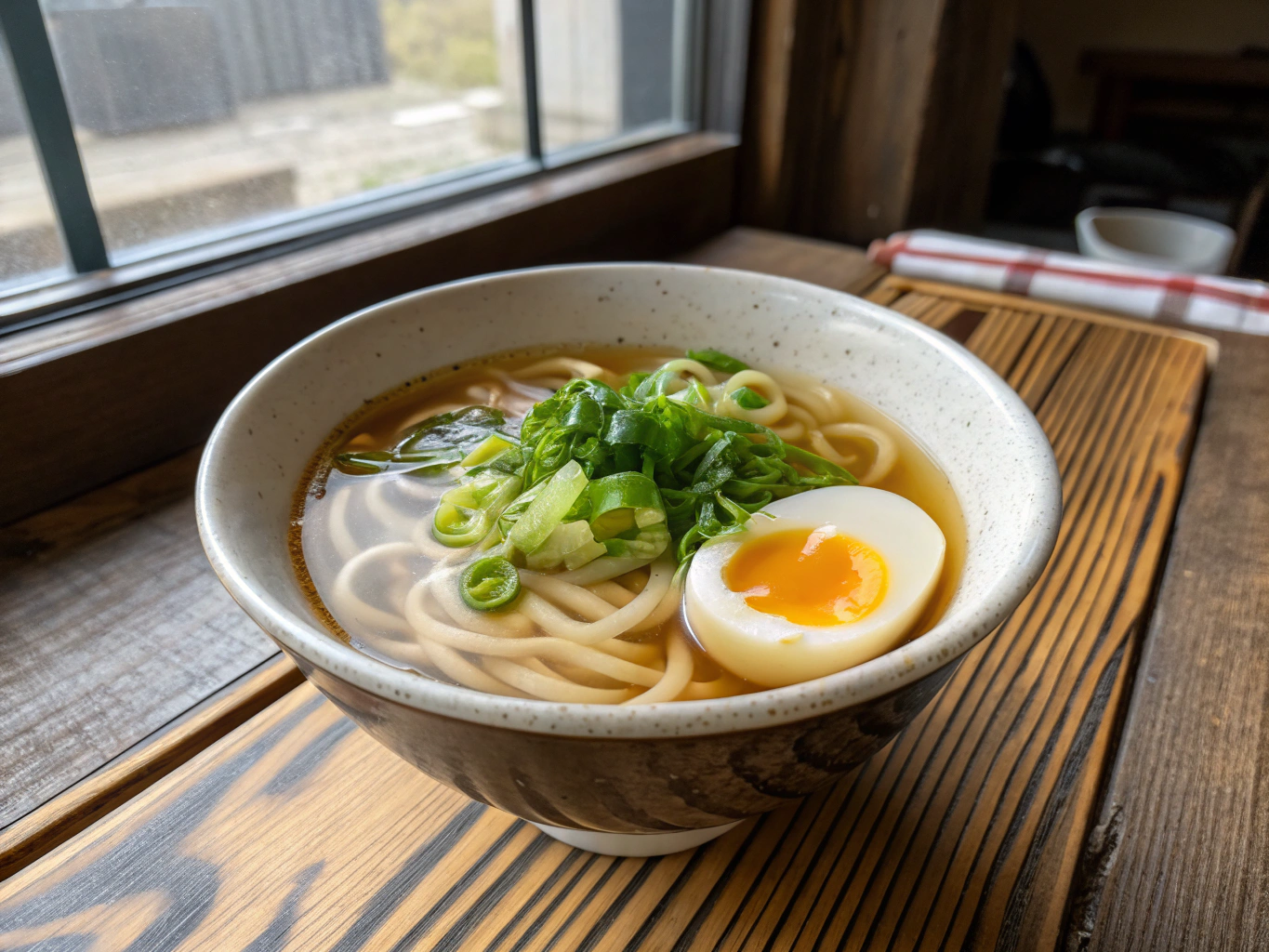 Steaming bowl of signature Doujiang Udon