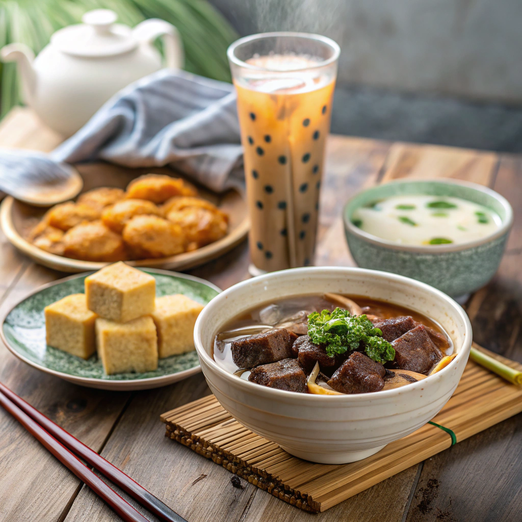 Traditional Taiwanese side dishes and tea