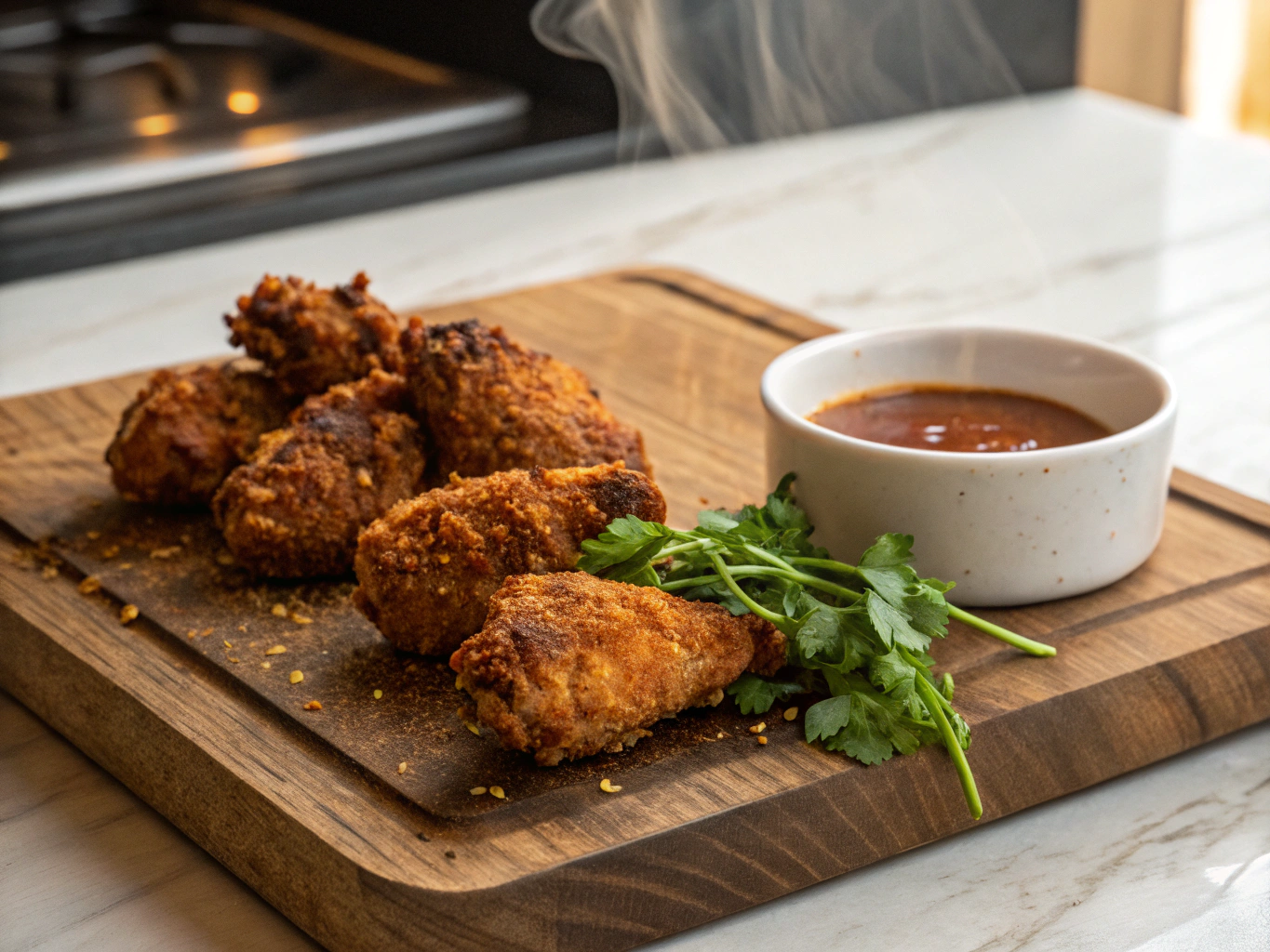 Taiwanese popcorn chicken with crispy basil