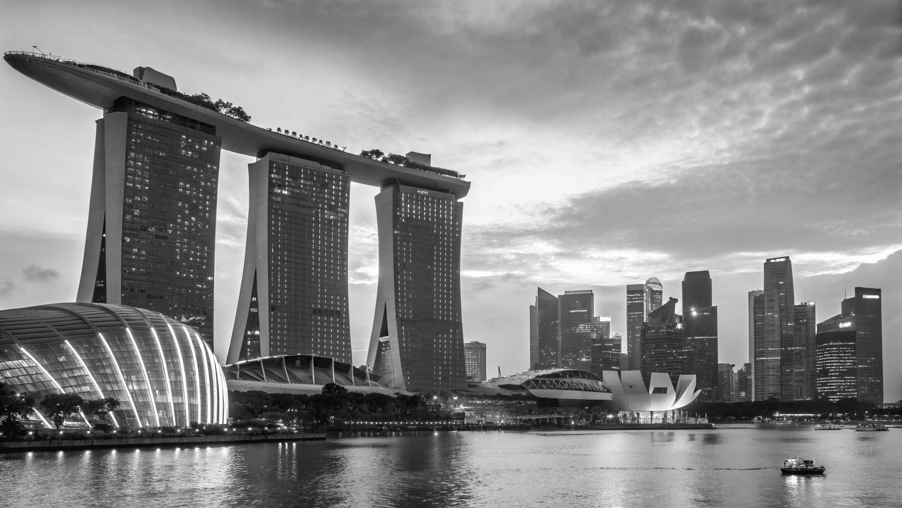 Taipei and Singapore skylines joined together