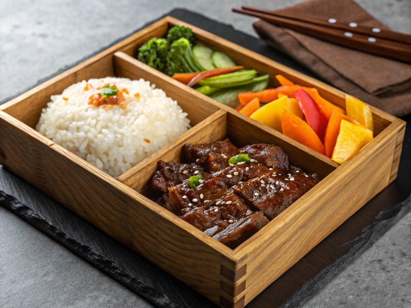 Taiwanese bento set with rice and sides