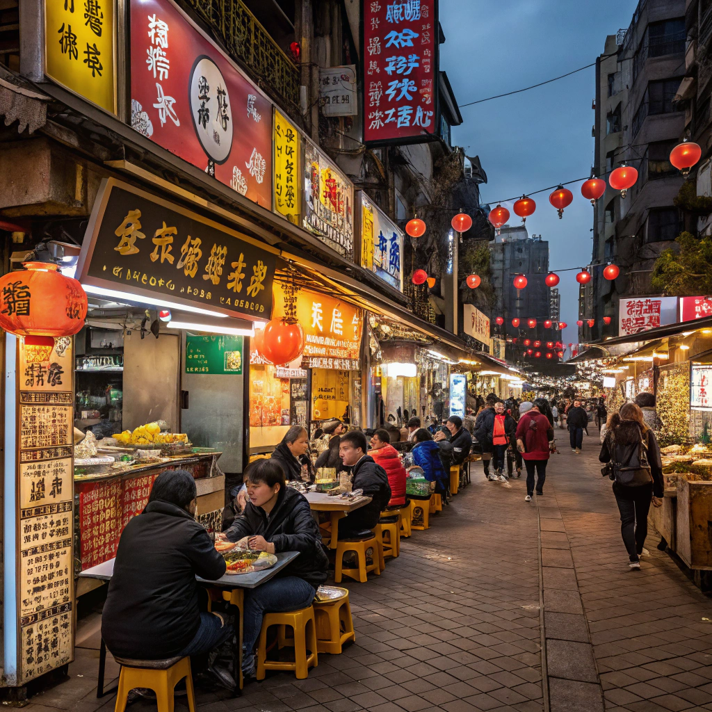 Traditional Taiwanese night market food stall