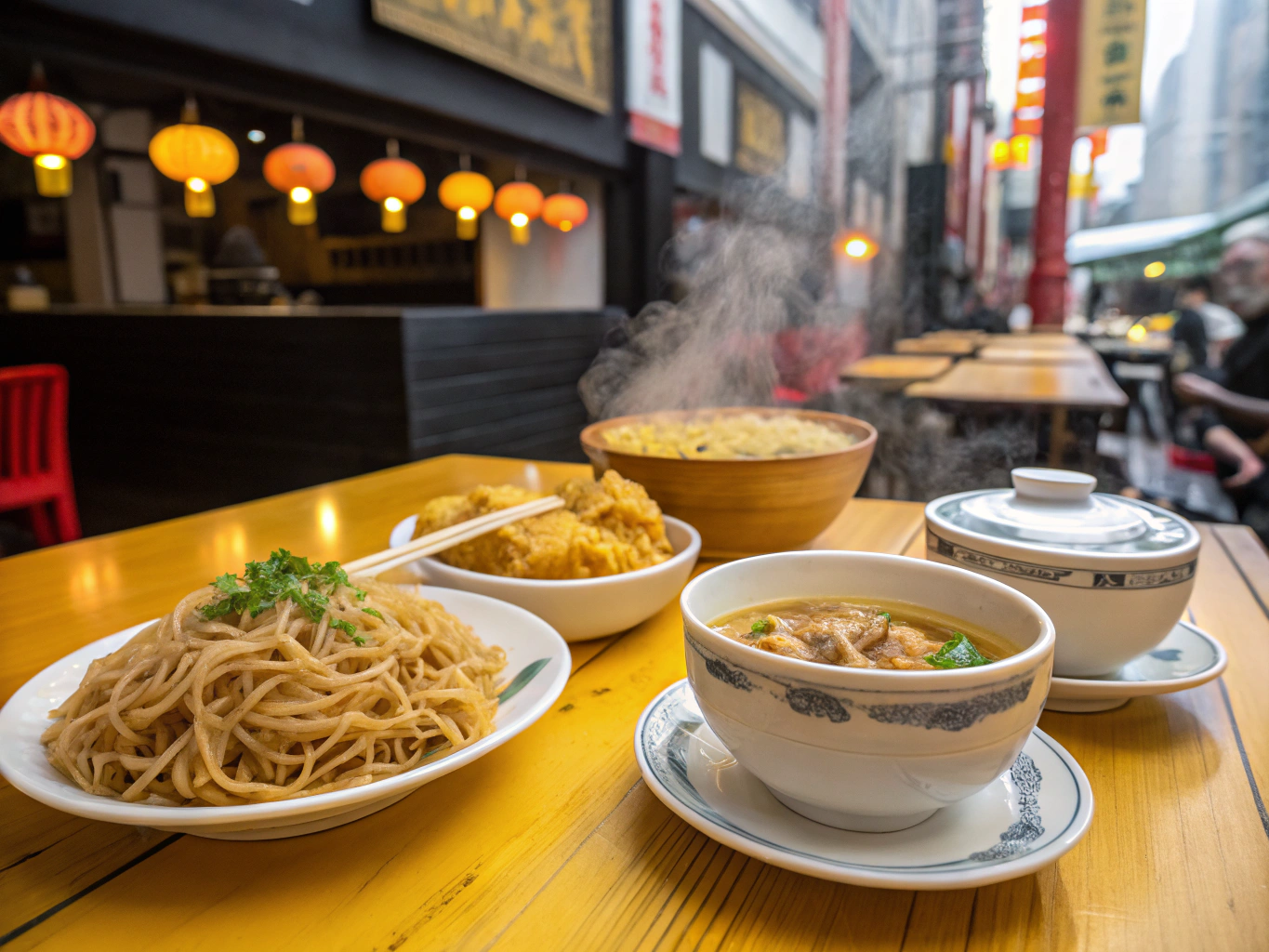 Guest photo of noodles and snacks spread